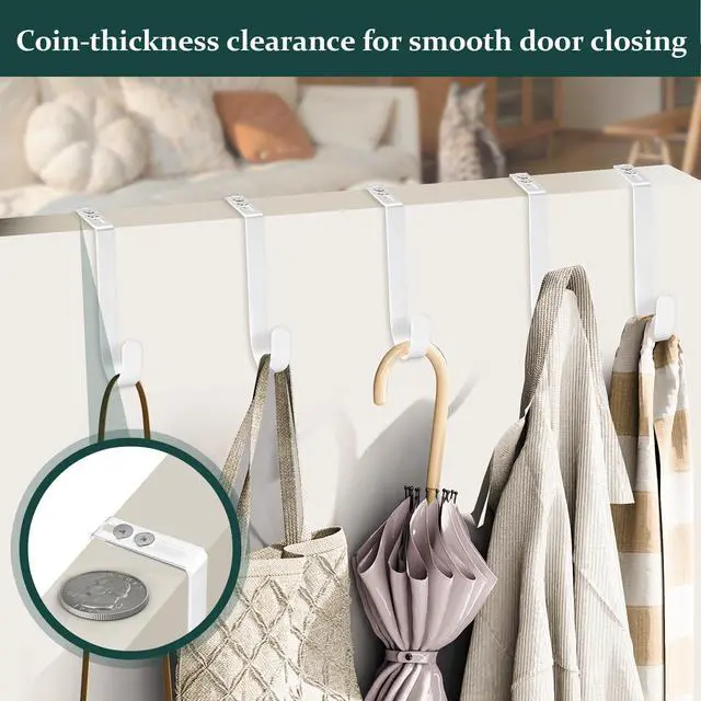 Alt view image 6 of 7 - Adjustable Over The Door Hooks, Premium Metal Hooks for Hanging, Heavy Duty Door Coat Hangers and Towel Door Hangers, Cubicle Hook fits 1 3/8" to 3 1/2" Longer Panels for Wreath