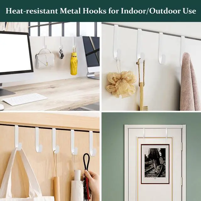 Alt view image 7 of 7 - Adjustable Over The Door Hooks, Premium Metal Hooks for Hanging, Heavy Duty Door Coat Hangers and Towel Door Hangers, Cubicle Hook fits 1 3/8" to 3 1/2" Longer Panels for Wreath