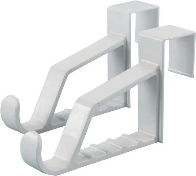 Main image of 2 Pack Over The Door Hooks for Hangers - Extra Strong White Plastic Over Door Hook for Hanging Clothes, Towels, Robes, Hats, Bags and More