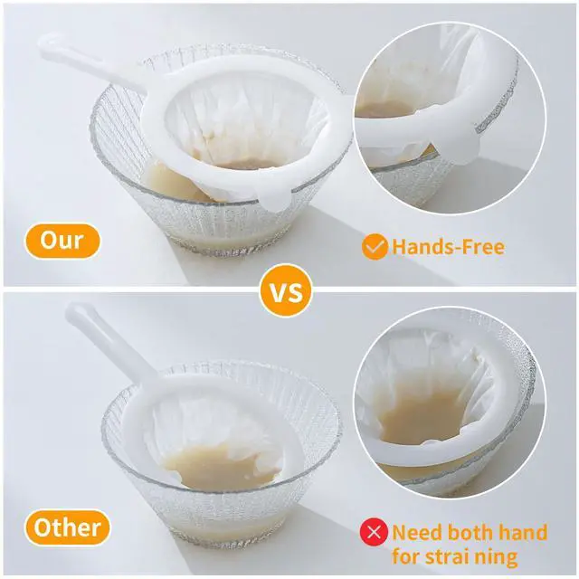 Alt view image 5 of 7 - Premium Multi-Mesh Strainer Set, 4 Pack - 100/200/300/400 Mesh, Nylon & Plastic Fine Mesh Sieve for Tea, Coffe, Nut Milk, Juice, Broth, Smoothies, Reusable & Easy to Clean, Durable,Dishwarer Safe