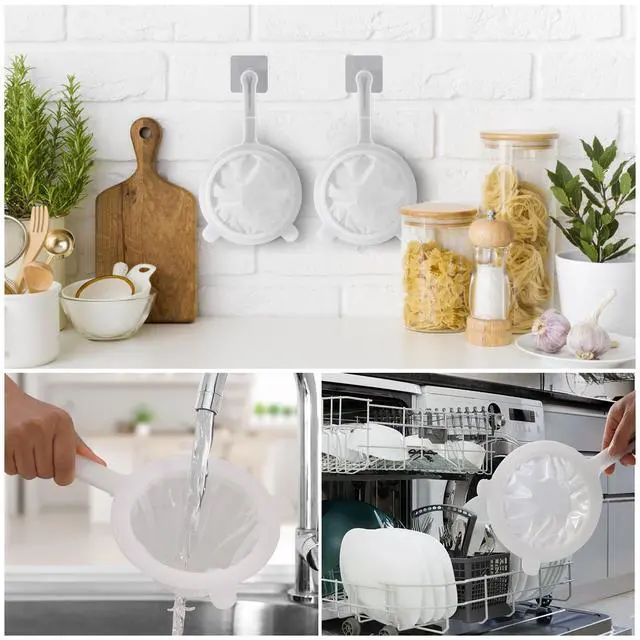Alt view image 7 of 7 - Premium Multi-Mesh Strainer Set, 4 Pack - 100/200/300/400 Mesh, Nylon & Plastic Fine Mesh Sieve for Tea, Coffe, Nut Milk, Juice, Broth, Smoothies, Reusable & Easy to Clean, Durable,Dishwarer Safe