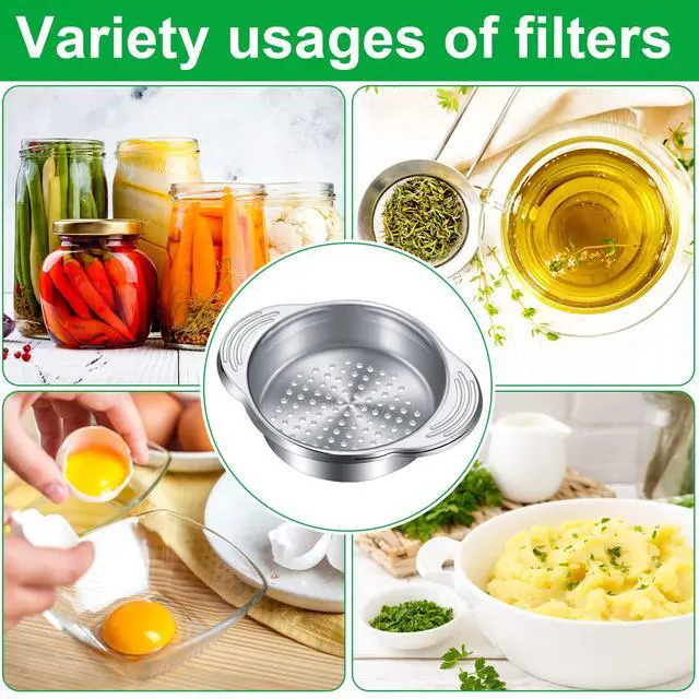 Alt view image 5 of 7 - 2 Pieces Tuna Can Strainer Stainless Steel Food Strainer Sieve Metal Press Lid Canning Colander Oil Drainer Tuna Filter for Beans Vegetables
