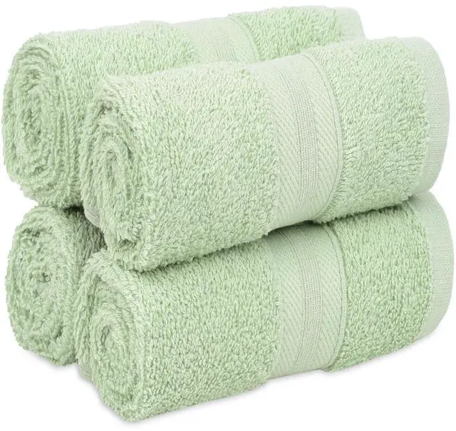 Main image of Quick-Dry, Soft & High Absorbent Washcloths Towels 13"x13" Cotton Turkish Bath Towel Set of 4 | Daily Use 100% Cotton Towels for Bathroom Gym & More | Bathroom Towels Set (4 Pcs, Green)