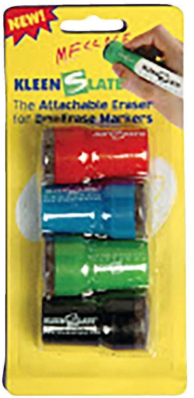 Main image of Concepts LLC. Kleenslate Attachable Erasers for Large Barrel Dry Erase Markers Whiteboard Accessories 4 Count (Pack of 1)