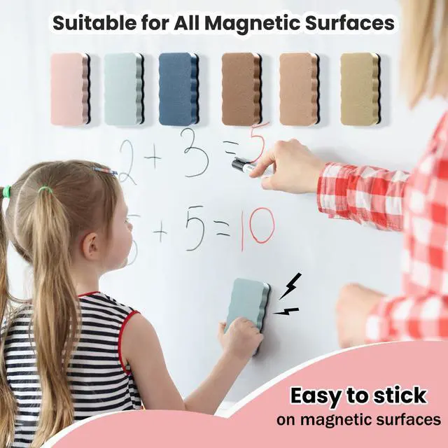 Alt view image 2 of 7 - 12 Pcs Dry Erase Eraser Back to School Magnetic Whiteboard Erasers for Classroom Morandi Color Whiteboard Cleaning Pads Classroom Must Have Teacher Supplies for School Office Home(Solid)