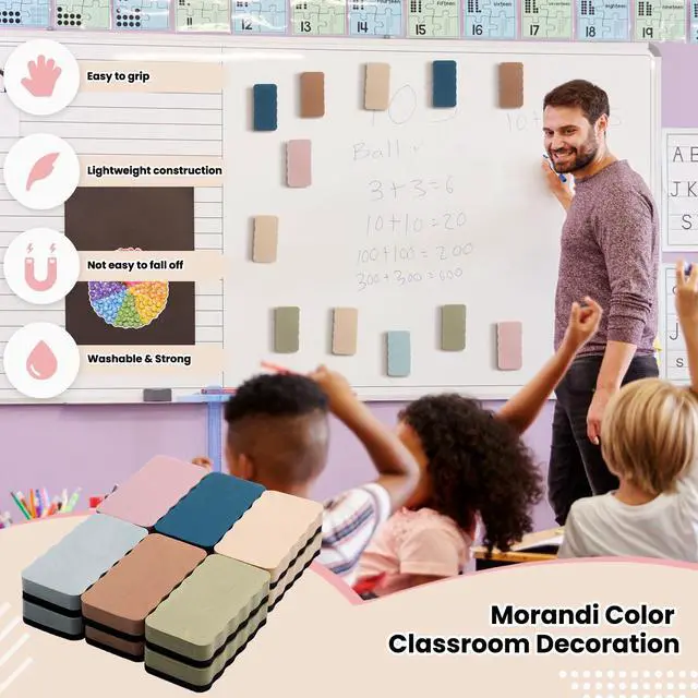 Alt view image 6 of 7 - 12 Pcs Dry Erase Eraser Back to School Magnetic Whiteboard Erasers for Classroom Morandi Color Whiteboard Cleaning Pads Classroom Must Have Teacher Supplies for School Office Home(Solid)