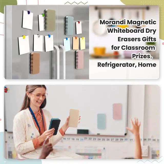 Alt view image 7 of 7 - 12 Pcs Dry Erase Eraser Back to School Magnetic Whiteboard Erasers for Classroom Morandi Color Whiteboard Cleaning Pads Classroom Must Have Teacher Supplies for School Office Home(Solid)