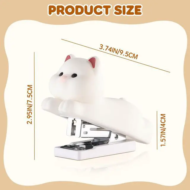 Alt view image 2 of 7 - Mini Cute Animal Stapler with Staples, Cartoon Stereoscopic Silicone (PVC) Stapler, Labor-Saving Office Supplies for Teachers, Students, the First Day of School Gift for Girls,Boys(White Puppy)