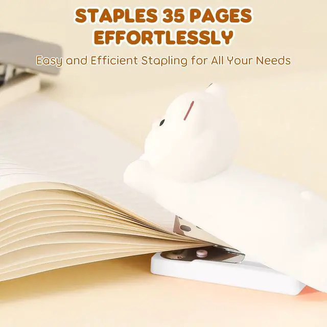Alt view image 3 of 7 - Mini Cute Animal Stapler with Staples, Cartoon Stereoscopic Silicone (PVC) Stapler, Labor-Saving Office Supplies for Teachers, Students, the First Day of School Gift for Girls,Boys(White Puppy)