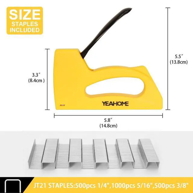 Alt view image 3 of 7 - Light Duty Staple Gun, Upholstery Staple Gun with 2000 pcs JT 21 Staples 1/4, 5/16, 3/8 inch, Stapler Gun for Wood, Crafts, DIY, Decoration, Fabric