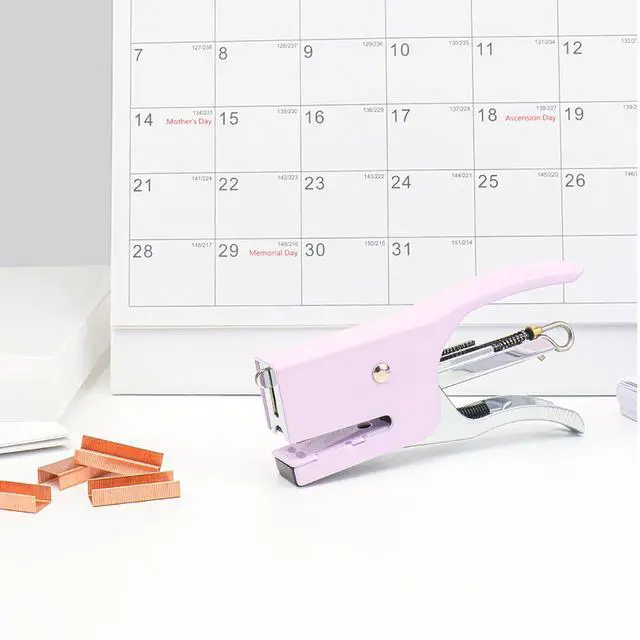 Alt view image 2 of 7 - Purple Plier Stapler with #10 Staples, Cute Manual Stapler with 1000 No.10 Rose Gold 15 Sheet Capacity Staples for Office and Home Desk Accessories Supplies (Purple)