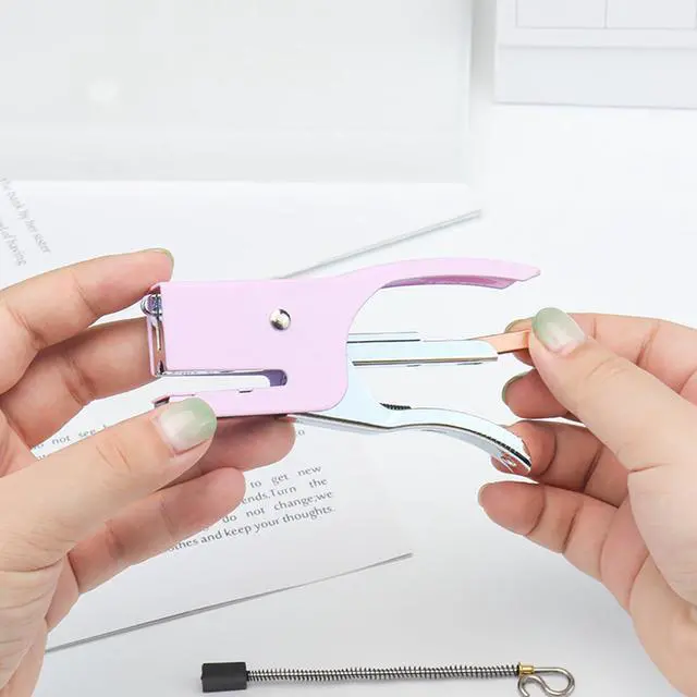 Alt view image 3 of 7 - Purple Plier Stapler with #10 Staples, Cute Manual Stapler with 1000 No.10 Rose Gold 15 Sheet Capacity Staples for Office and Home Desk Accessories Supplies (Purple)