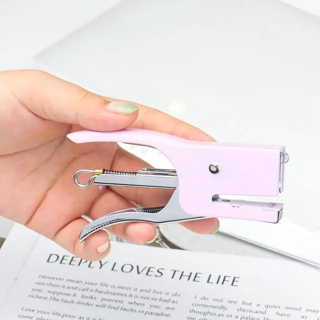 Alt view image 4 of 7 - Purple Plier Stapler with #10 Staples, Cute Manual Stapler with 1000 No.10 Rose Gold 15 Sheet Capacity Staples for Office and Home Desk Accessories Supplies (Purple)