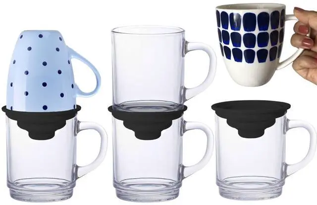 Main image of Mug Stacker Kitchen Cabinet Shelf Organizer for Cupboard and Pantry Organization - Expandable and Stackable Storage Solution for Tea Cups and Coffee Mugs - Save Space and Stay Organized (3Pcs Black)