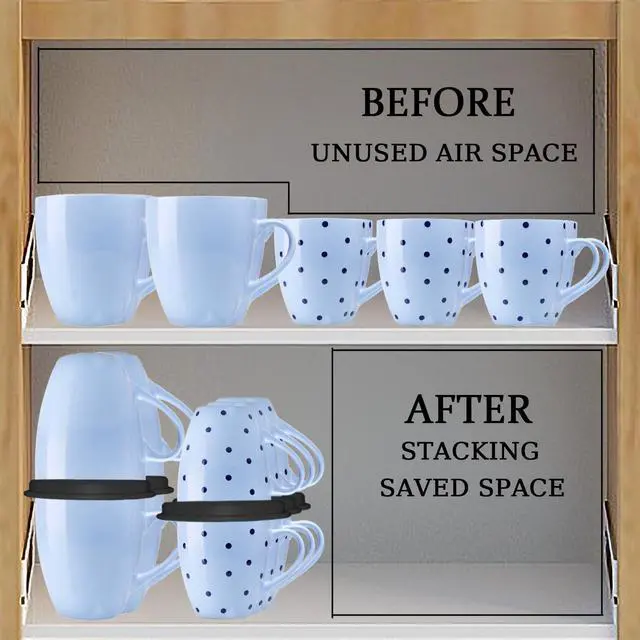 Alt view image 2 of 7 - Mug Stacker Kitchen Cabinet Shelf Organizer for Cupboard and Pantry Organization - Expandable and Stackable Storage Solution for Tea Cups and Coffee Mugs - Save Space and Stay Organized (3Pcs Black)
