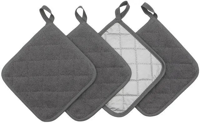 Main image of Cotton Pot Holders, Hot Pads for Kitchen,Set of 4, Grey
