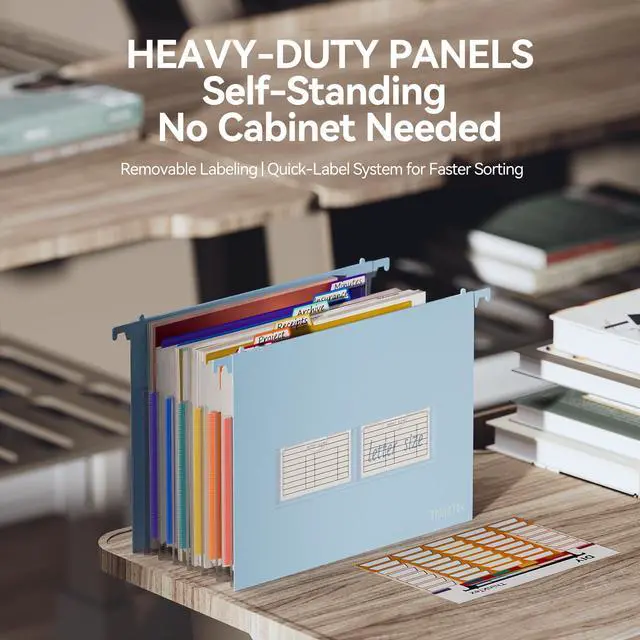 Alt view image 5 of 7 - Plastic Expanding Hanging File Folders, 7 Innovative 1.2" Accordion Pockets, Large Capacity, Multi-Color Tabs, Letter Size for Filing Cabinet - Blue
