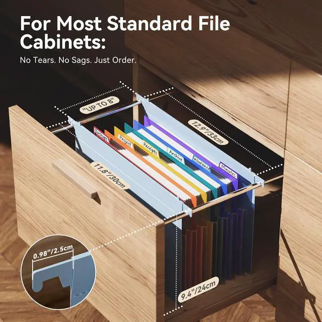 Alt view image 2 of 7 - Plastic Expanding Hanging File Folders, 7 Innovative 1.2" Accordion Pockets, Large Capacity, Multi-Color Tabs, Letter Size for Filing Cabinet - Blue