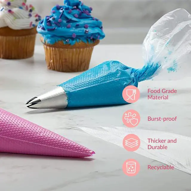 Alt view image 5 of 6 - Set of 200 - Anti Burst Piping Bags 12 Inch - Prestee Tipless Icing Bags - Durable Frosting Piping Bag Tools - Pastry and Cookie Decorating Supplies