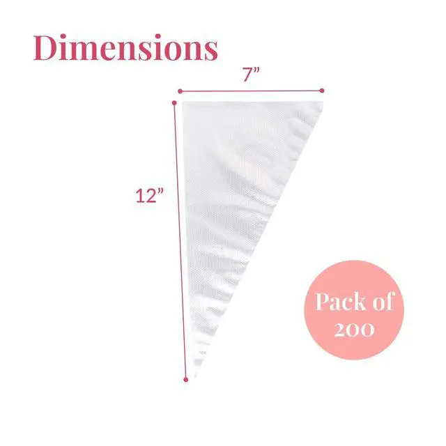 Alt view image 3 of 6 - Set of 200 - Anti Burst Piping Bags 12 Inch - Prestee Tipless Icing Bags - Durable Frosting Piping Bag Tools - Pastry and Cookie Decorating Supplies