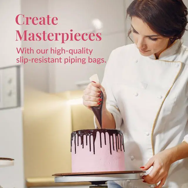 Alt view image 2 of 6 - Set of 200 - Anti Burst Piping Bags 12 Inch - Prestee Tipless Icing Bags - Durable Frosting Piping Bag Tools - Pastry and Cookie Decorating Supplies