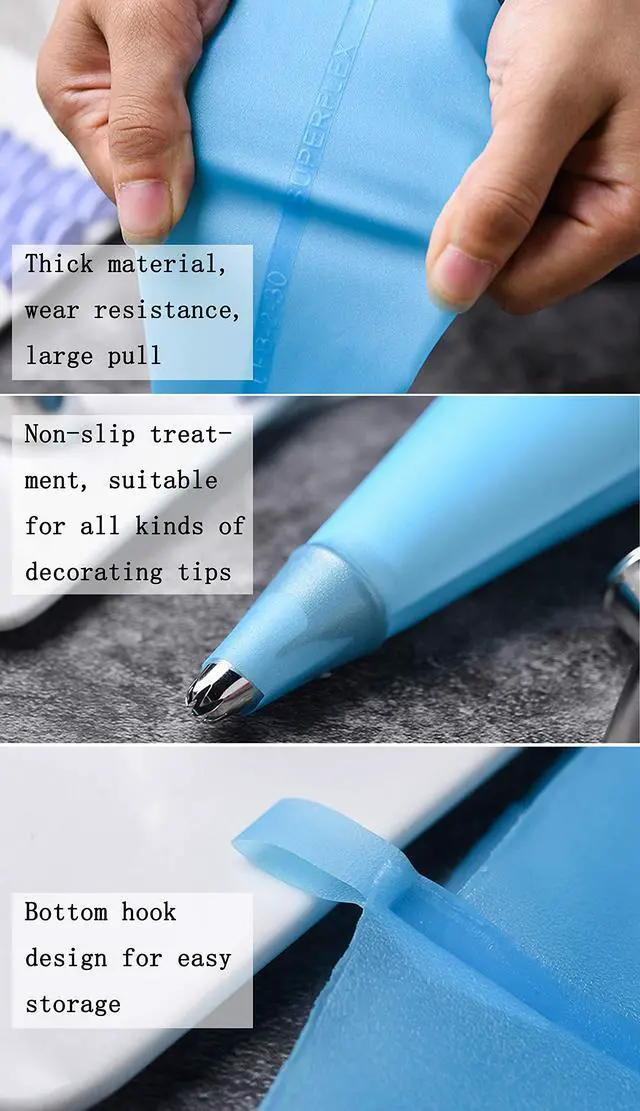 Alt view image 5 of 7 - Reusable Piping Bags Set Silicone Pastry Bag, Icing Bag for Cake Decorating Baking Tools Kit with 3X (12+14+16) Bags, 9 Tip Couplers, 9 Frosting Bag Ties, Cupcake Decorations Supplies