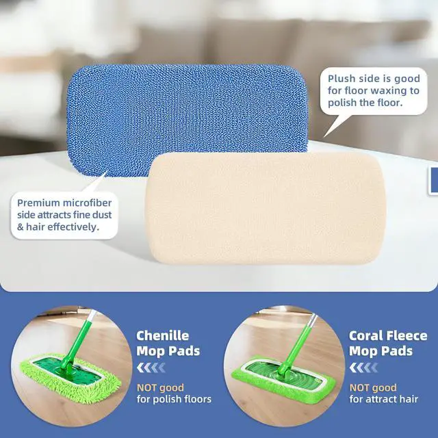 Alt view image 4 of 7 - 3 Pack Reusable Double-Sided Mopping Pads Compatible with Swiffer Sweeper Mop, Washable Wet & Dry Mopping Sweeping Cloth for Multi-Surface Cleaning, Dual-Sided Pad Refills (Not Include MOP)