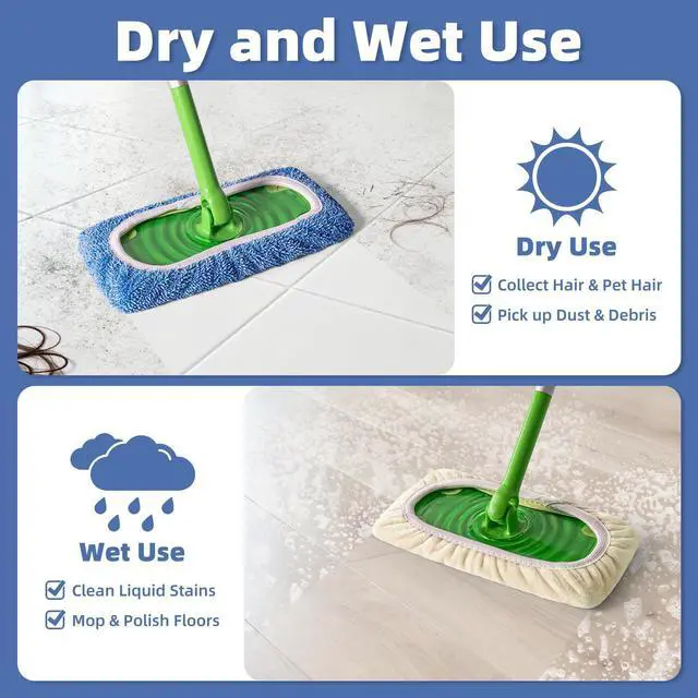 Alt view image 6 of 7 - 3 Pack Reusable Double-Sided Mopping Pads Compatible with Swiffer Sweeper Mop, Washable Wet & Dry Mopping Sweeping Cloth for Multi-Surface Cleaning, Dual-Sided Pad Refills (Not Include MOP)