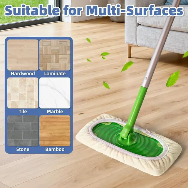Alt view image 7 of 7 - 3 Pack Reusable Double-Sided Mopping Pads Compatible with Swiffer Sweeper Mop, Washable Wet & Dry Mopping Sweeping Cloth for Multi-Surface Cleaning, Dual-Sided Pad Refills (Not Include MOP)