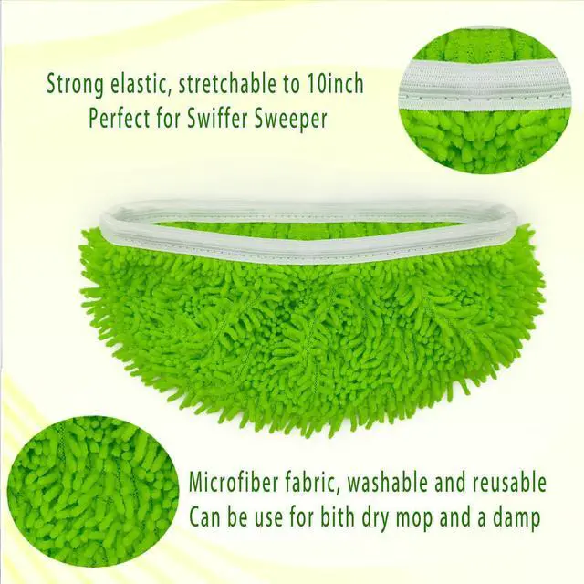 Alt view image 3 of 6 - 8PCS Reusable Microfiber Mop Pads Washable Wet Pads Compatible with Swiffer Sweeper Refills Pads for Wet & Dry Sweeping Cloths Mop Head Replacement for Household Cleaning