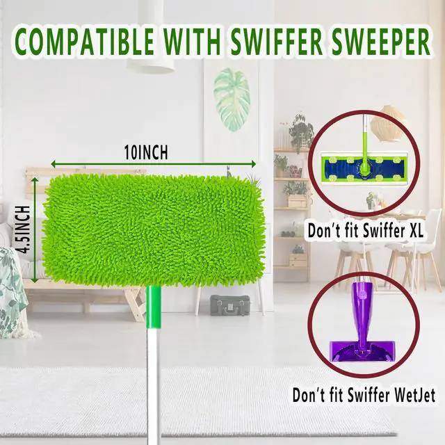 Alt view image 2 of 6 - 8PCS Reusable Microfiber Mop Pads Washable Wet Pads Compatible with Swiffer Sweeper Refills Pads for Wet & Dry Sweeping Cloths Mop Head Replacement for Household Cleaning