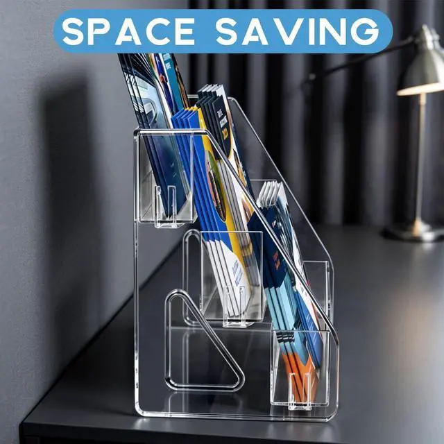 Alt view image 7 of 7 - 3 Tier Clear Acrylic Brochure Holder, Literature Organizer Paper Stand Display for Cards, Brochures, Pamphlets, Flyer, Signs