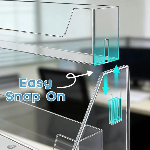 Alt view image 6 of 7 - 3 Tier Clear Acrylic Brochure Holder, Literature Organizer Paper Stand Display for Cards, Brochures, Pamphlets, Flyer, Signs