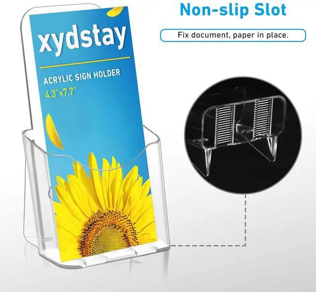 Alt view image 3 of 7 - Acrylic Brochure Holder 4x9 Inches Slant Back Design, Clear Display Stand, Plastic Table Stand Sign Holder,Pamphlet Holder Flyer Holder,Display Stand,Table Signs Plastic Paper Holder for Office