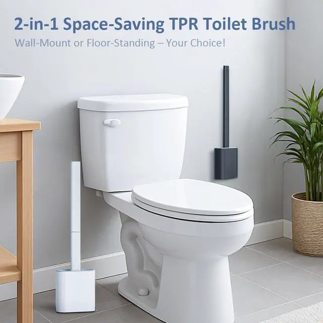 Alt view image 2 of 6 - RV Silicone Toilet Brush with TPR Bristles & Detachable ABS Handle Set, Landing & Wall Mountable Toilet Bowl Brush for Space-Saving RV Bathrooms Flexible 360°Deep Cleaners Brushes (Black)