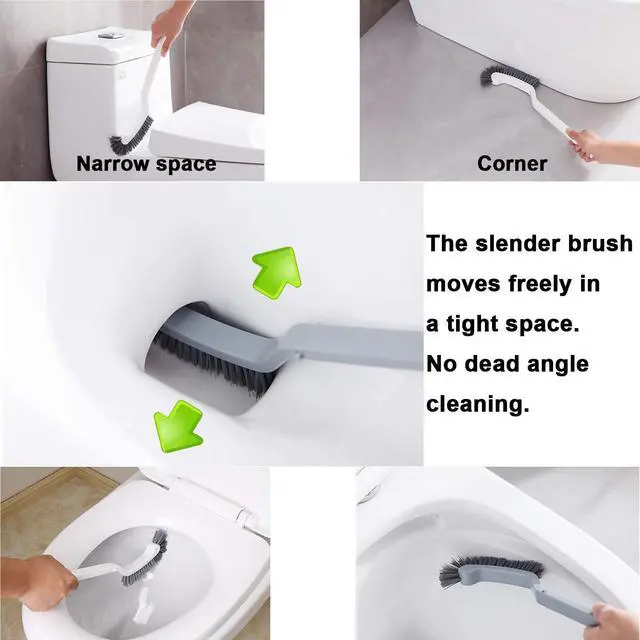 Alt view image 2 of 7 - Bathroom Brushes Kitchen Cleaning Brush Set Toilet Bowl Brush Scrub Brush Home Cleaner Floor Stiff Bristles with Adhesive Hooks Plastic Handle Durable 13.5-Inch Deep Cleaning