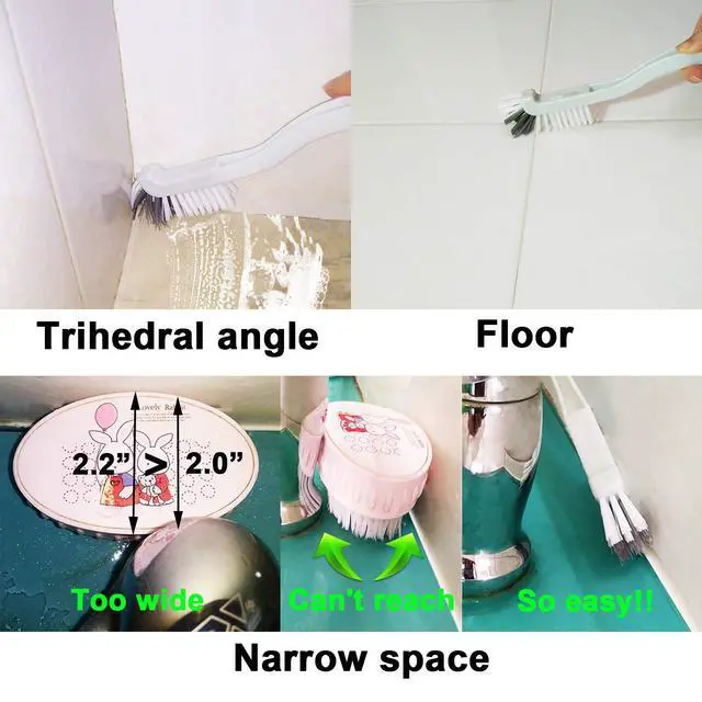 Alt view image 5 of 7 - Bathroom Brushes Kitchen Cleaning Brush Set Toilet Bowl Brush Scrub Brush Home Cleaner Floor Stiff Bristles with Adhesive Hooks Plastic Handle Durable 13.5-Inch Deep Cleaning