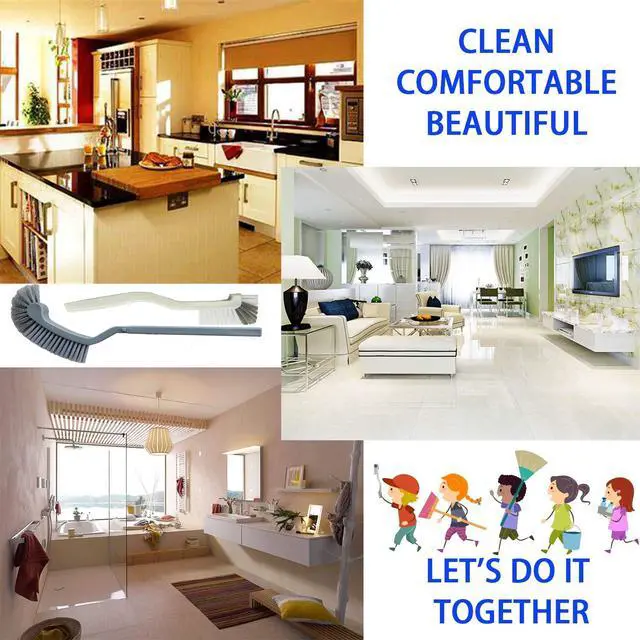 Alt view image 7 of 7 - Bathroom Brushes Kitchen Cleaning Brush Set Toilet Bowl Brush Scrub Brush Home Cleaner Floor Stiff Bristles with Adhesive Hooks Plastic Handle Durable 13.5-Inch Deep Cleaning