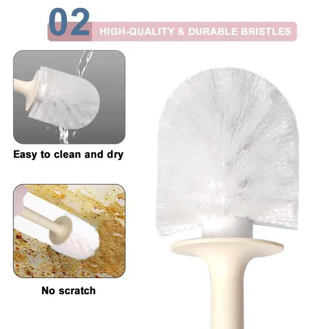 Alt view image 3 of 7 - Dinosaur Shape Toilet Brush, Cute, Compact, 1-Pack, Pink, TPR Bristles