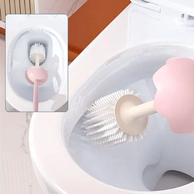 Alt view image 7 of 7 - Dinosaur Shape Toilet Brush, Cute, Compact, 1-Pack, Pink, TPR Bristles