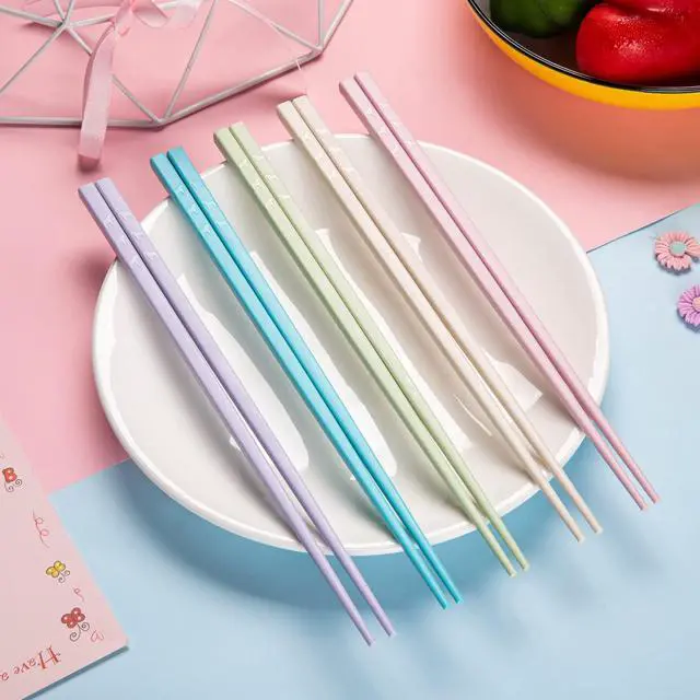 Alt view image 4 of 7 - Reusable Chopsticks, 5 Pairs Fiberglass Chopsticks, Multicolors Dishwasher Safe Chop Sticks, 9 1/2 Inch
