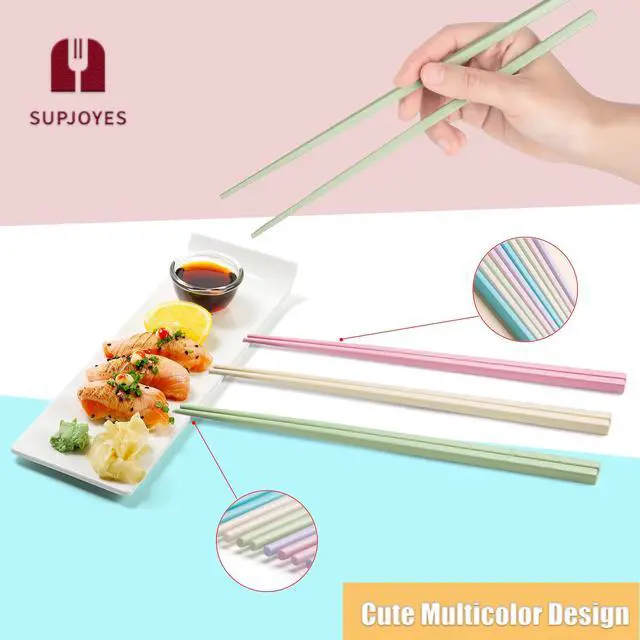 Alt view image 5 of 7 - Reusable Chopsticks, 5 Pairs Fiberglass Chopsticks, Multicolors Dishwasher Safe Chop Sticks, 9 1/2 Inch