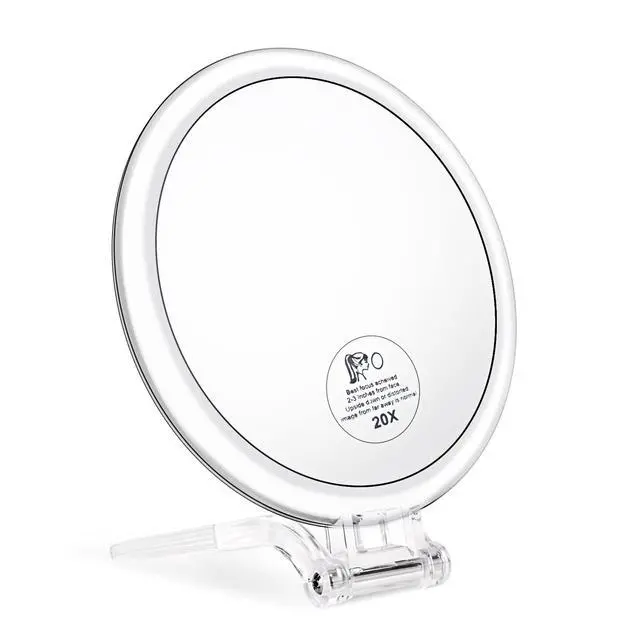Main image of Magnifying Handheld Mirror Double Sided, 1X 20X Magnification Hand Mirror, Travel Folding Held Adjustable Rotation Pedestal, Portable Small Makeup Mirror, 6 Inch