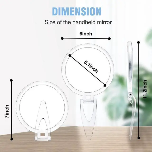 Alt view image 3 of 7 - Magnifying Handheld Mirror Double Sided, 1X 20X Magnification Hand Mirror, Travel Folding Held Adjustable Rotation Pedestal, Portable Small Makeup Mirror, 6 Inch