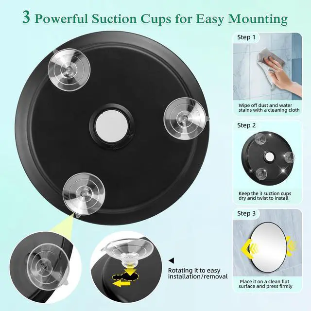 Alt view image 4 of 7 - 40X Handheld Makeup Magnifying Mirror, 6inch Makeup Magnification 40X with 3 Powerful Suction Cups, Wall-Mounted Travel Magnifying Mirror and Slanted Tweezers Set, Closer Use for Detailed Work