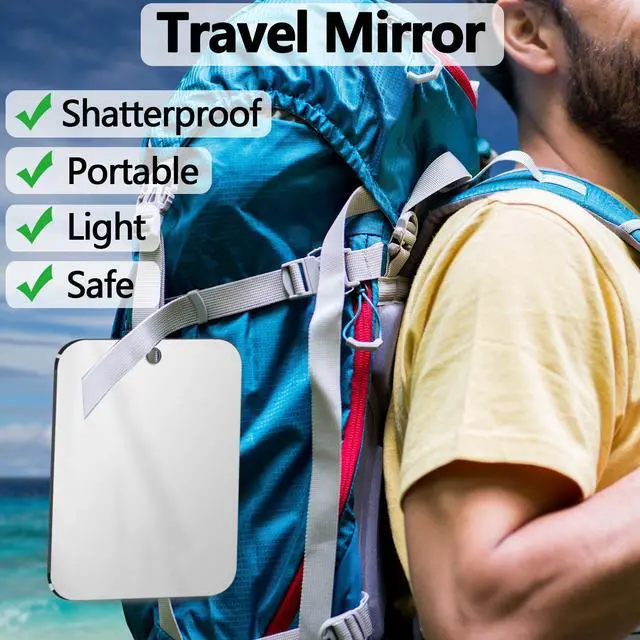 Alt view image 3 of 7 - Shatterproof Shower Mirror for Shaving Mirror (Larger,11"x8") Small Wall Hanging Camp Vanity Mirror,Unbreakable Makeup Travel Camping Mirrors,Men Fog Free Handheld,Outdoor(Not Anti Fog)