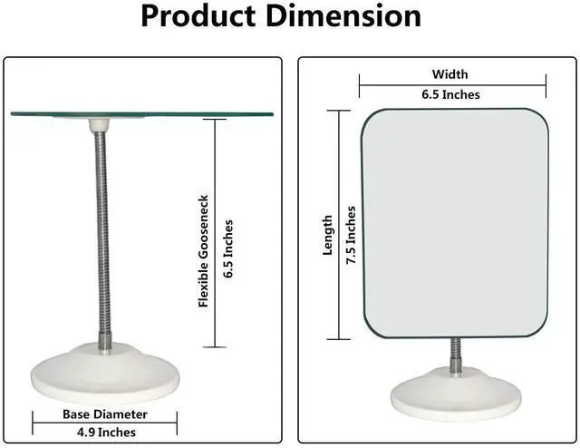 Alt view image 2 of 7 - Adjustable Flexible Gooseneck Makeup Mirror,360°Rotation Folding Portable Desk Vanity Mirror with Stand Shower Shaving Cosmetic Mirror Square Large