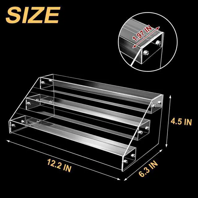 Alt view image 2 of 7 - Acrylic Riser, 12 Inch 3 Tier Clear Perfume Organizer, Skincare Organizer, Cupcake Stand, Sturdy Shelves for Display Decoration and Organization