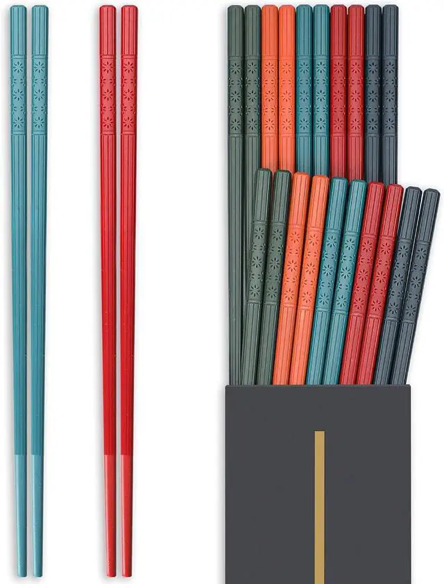 Main image of 10-Pair Reusable Fiberglass Chopsticks, Non-Slip Chop Sticks Set Japanese Style, Dishwasher Safe, Colorful, 9.5-Inch