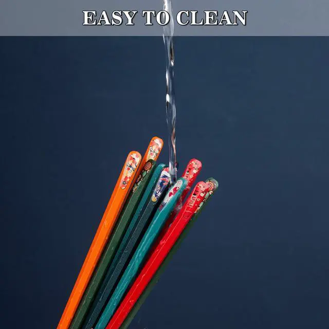 Alt view image 7 of 7 - 5 Pairs Fiberglass Chopsticks - Reusable Japanese Chopsticks Dishwasher Safe, Colorful Chopsticks Gift Set with Different Asian Pattern, Non-Slip Chop Sticks